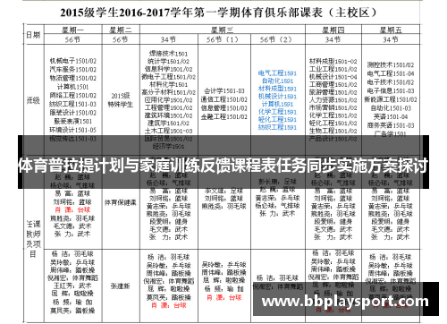 体育普拉提计划与家庭训练反馈课程表任务同步实施方案探讨
